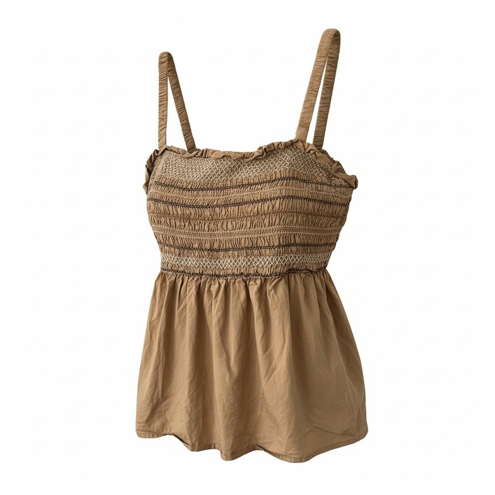 Boho Smocked Babydoll Ruffles Tank Top Women's XL Beach Y2K Festival Fairy